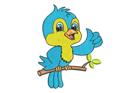 Review: Cute Blue Bird Waving Embroidery Design