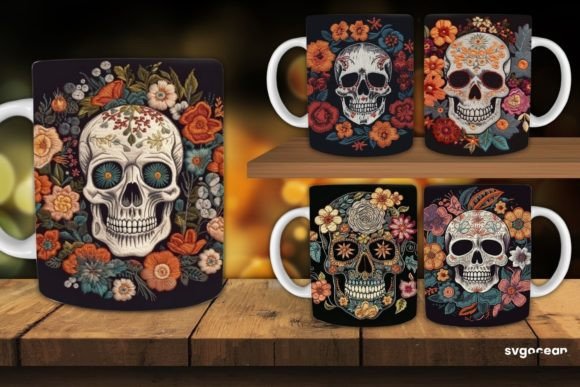 Review: Embroidery Skull Mug Wrap Sublimation for Holiday Crafts